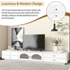 Bellemave® 86.6" Luxurious TV Stand with Fluted Glass Doors and Multiple Storage - Bellemave