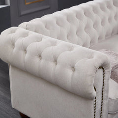 Bellemave® 88.5" Chesterfield Sofa Linen Fabric - Bellemave