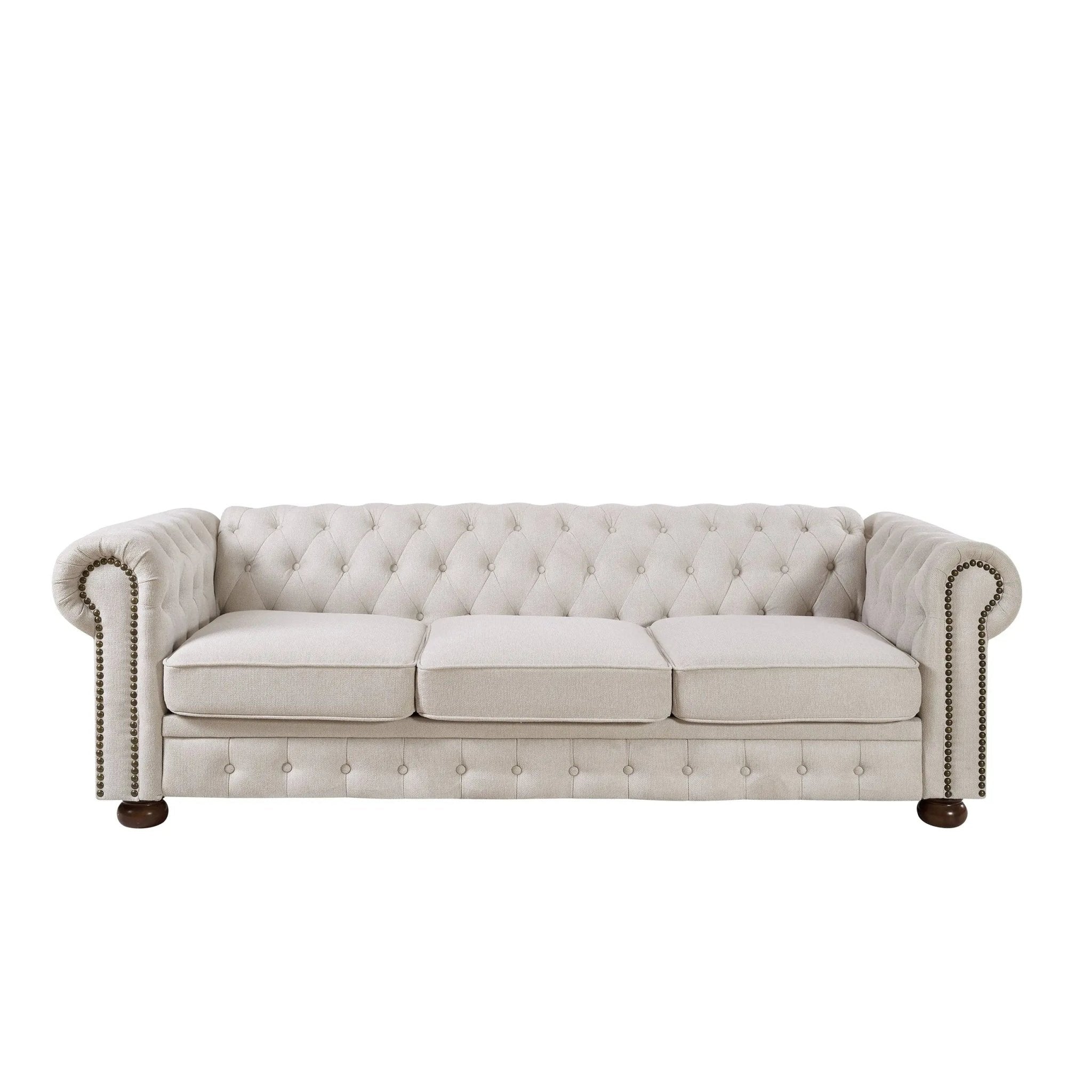 Bellemave® 88.5" Chesterfield Sofa Linen Fabric - Bellemave