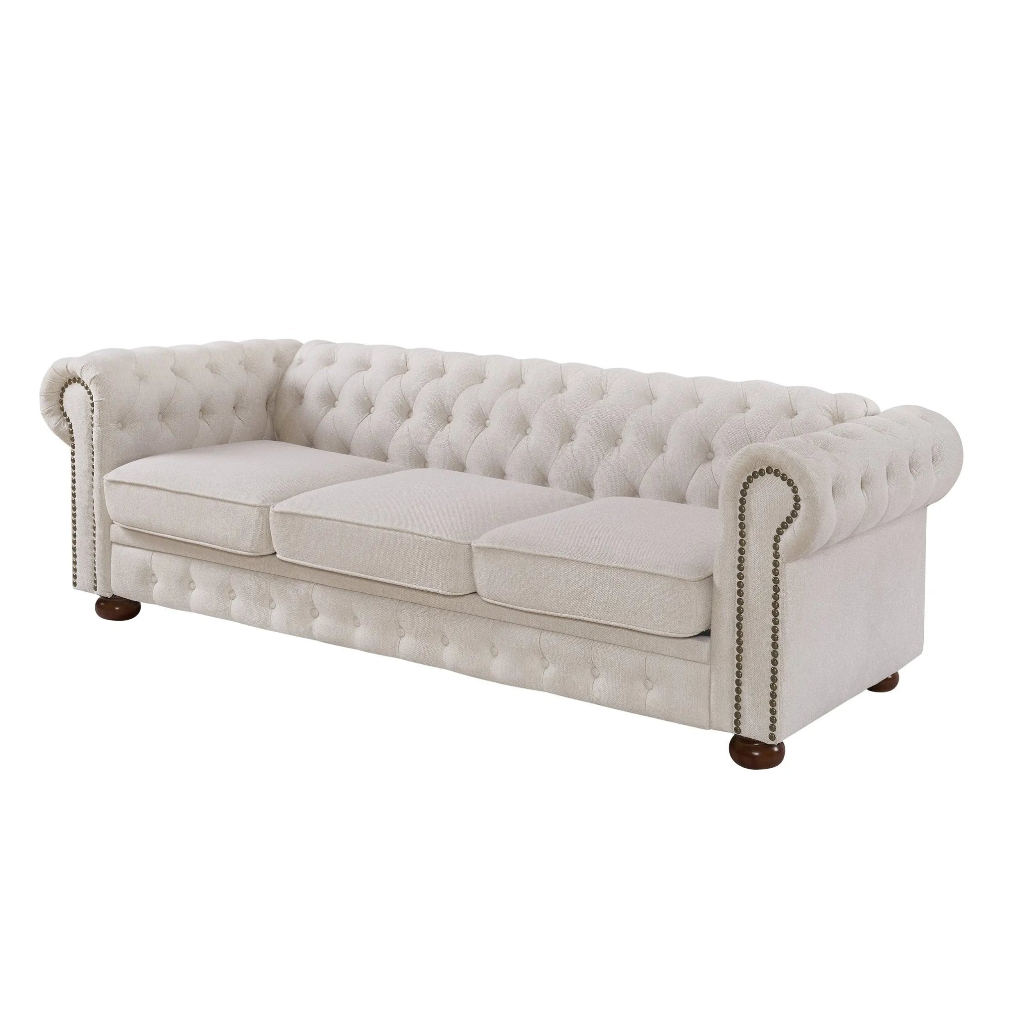 Bellemave® 88.5" Chesterfield Sofa Linen Fabric - Bellemave