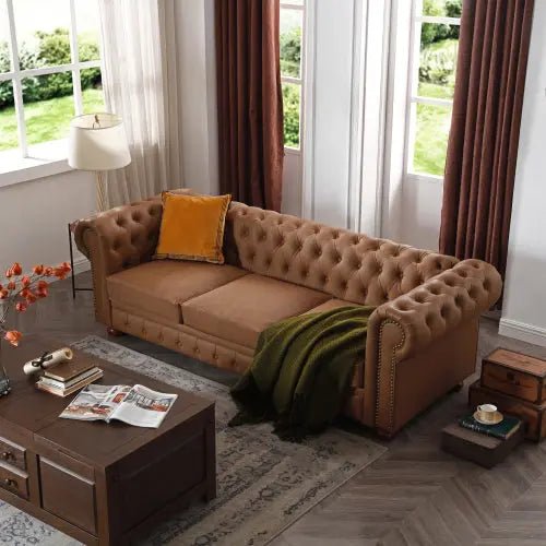 Bellemave® 88.5" Classic Chesterfield Sofa Faux Leather - Bellemave
