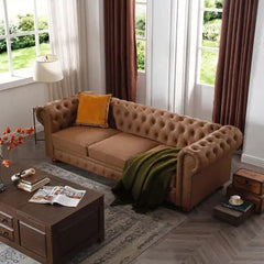 Bellemave® 88.5" Classic Chesterfield Sofa Faux Leather - Bellemave