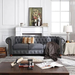 Bellemave® 88.5" Classic Chesterfield Sofa Faux Leather - Bellemave