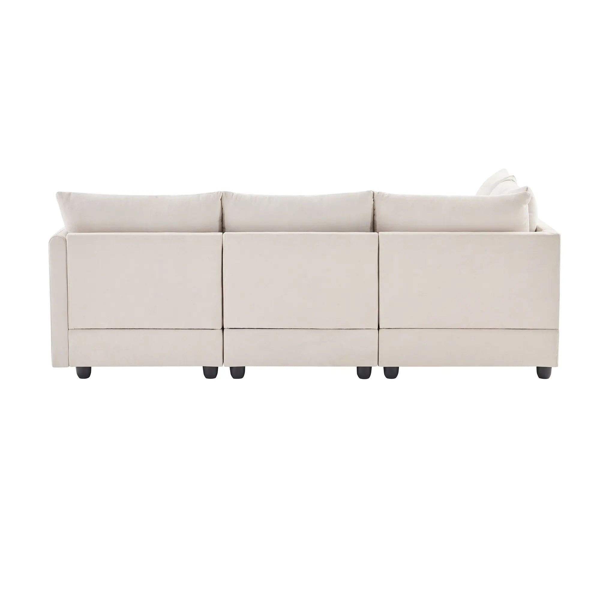 Bellemave® 89" L - Shaped Modern Sectional Sofa with Vertical Stripes,2 Pillows and Convertible Ottoman - Bellemave
