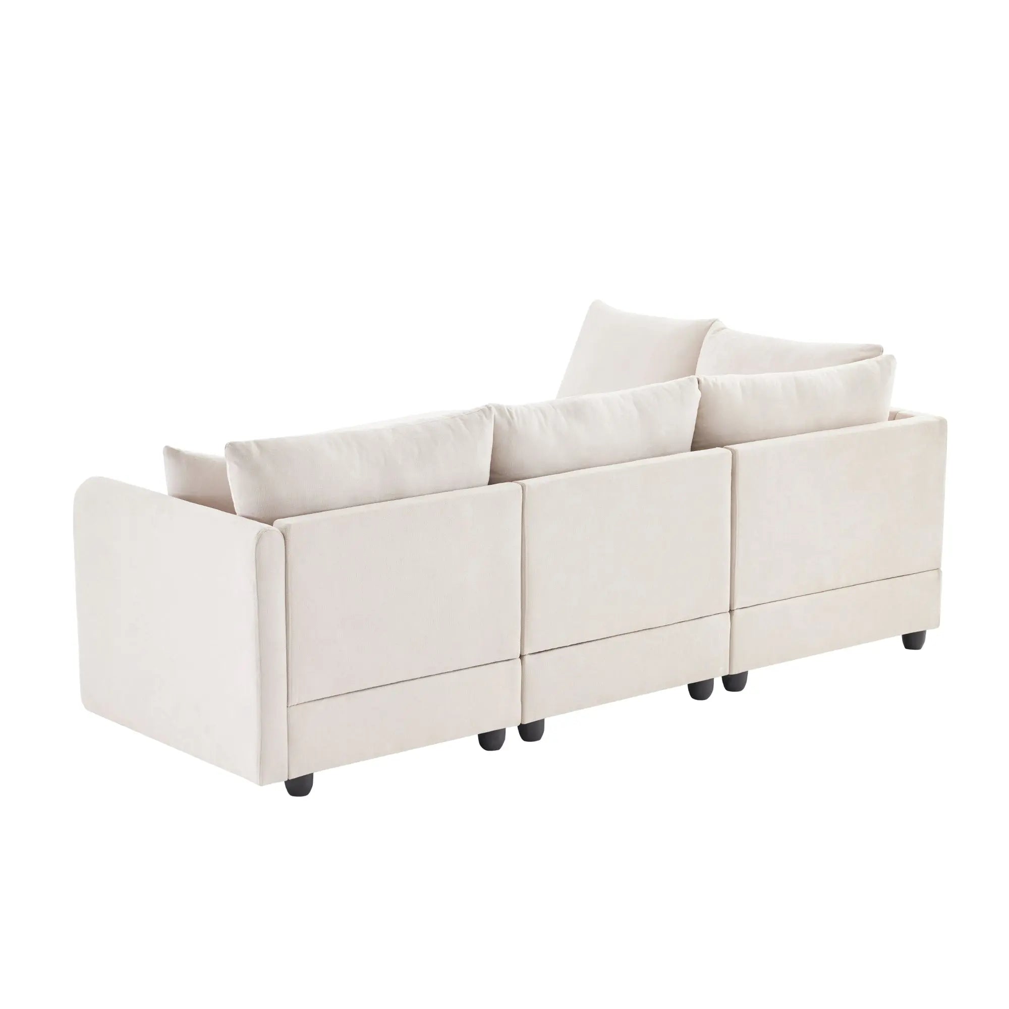Bellemave® 89" L - Shaped Modern Sectional Sofa with Vertical Stripes,2 Pillows and Convertible Ottoman - Bellemave