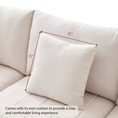 Bellemave® 89" L - Shaped Modern Sectional Sofa with Vertical Stripes,2 Pillows and Convertible Ottoman - Bellemave