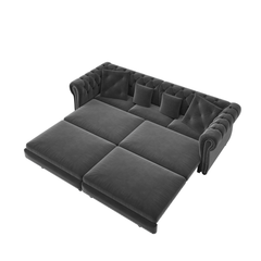 Bellemave® 89" Velvet Pull Out Sofa Bed - 3 - in - 1 Convertible Sleeper Sofa with Ottoman, Button Tufted Chesterfield Sofa - Bellemave