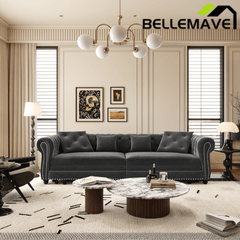 Bellemave® 89" Velvet Pull Out Sofa Bed - 3 - in - 1 Convertible Sleeper Sofa with Ottoman, Button Tufted Chesterfield Sofa - Bellemave