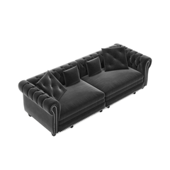 Bellemave® 89" Velvet Pull Out Sofa Bed - 3 - in - 1 Convertible Sleeper Sofa with Ottoman, Button Tufted Chesterfield Sofa - Bellemave