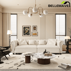 Bellemave® 89" Velvet Pull Out Sofa Bed - 3 - in - 1 Convertible Sleeper Sofa with Ottoman, Button Tufted Chesterfield Sofa - Bellemave