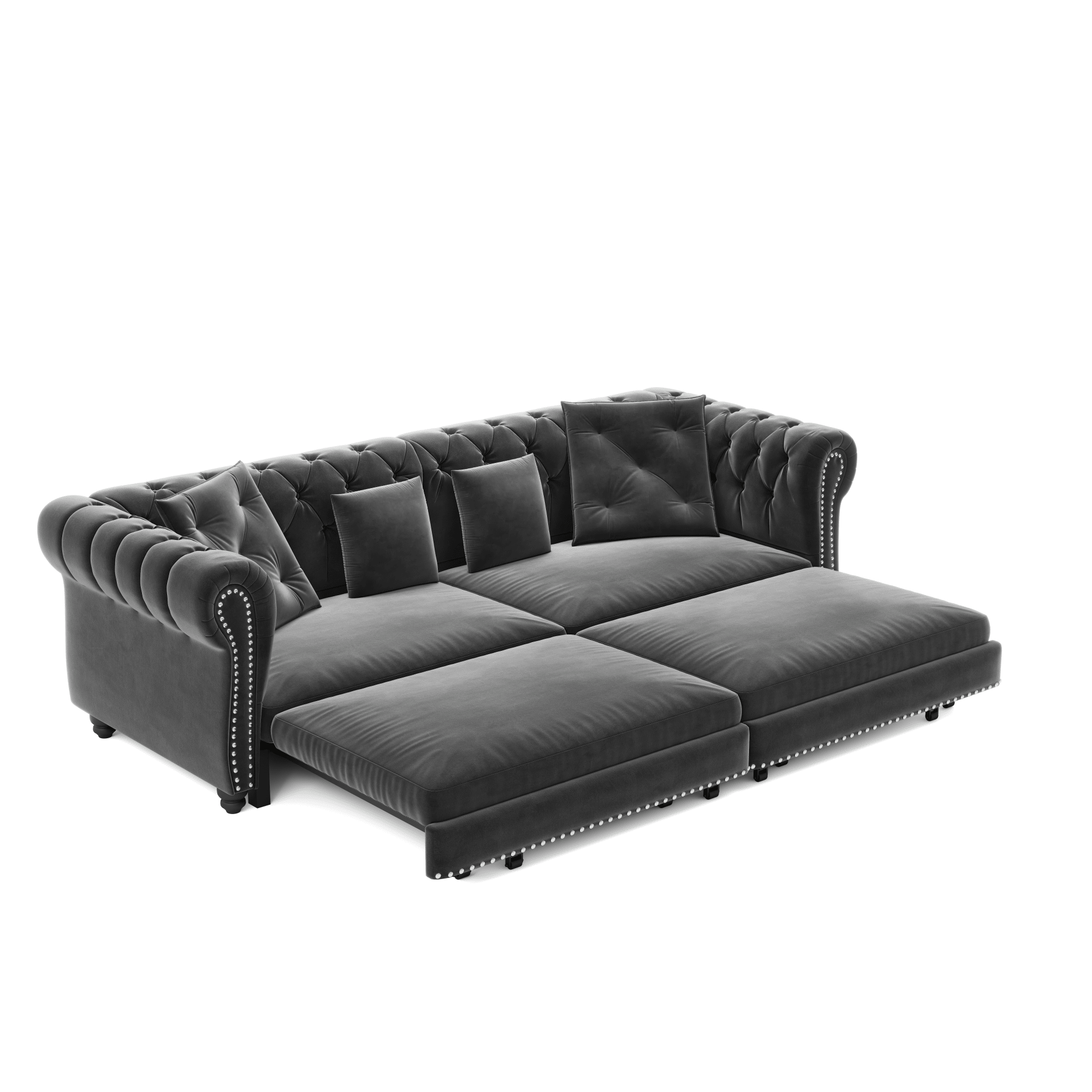 Bellemave® 89" Velvet Pull Out Sofa Bed - 3 - in - 1 Convertible Sleeper Sofa with Ottoman, Button Tufted Chesterfield Sofa - Bellemave