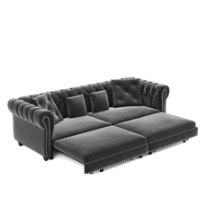Bellemave® 89" Velvet Pull Out Sofa Bed - 3 - in - 1 Convertible Sleeper Sofa with Ottoman, Button Tufted Chesterfield Sofa - Bellemave