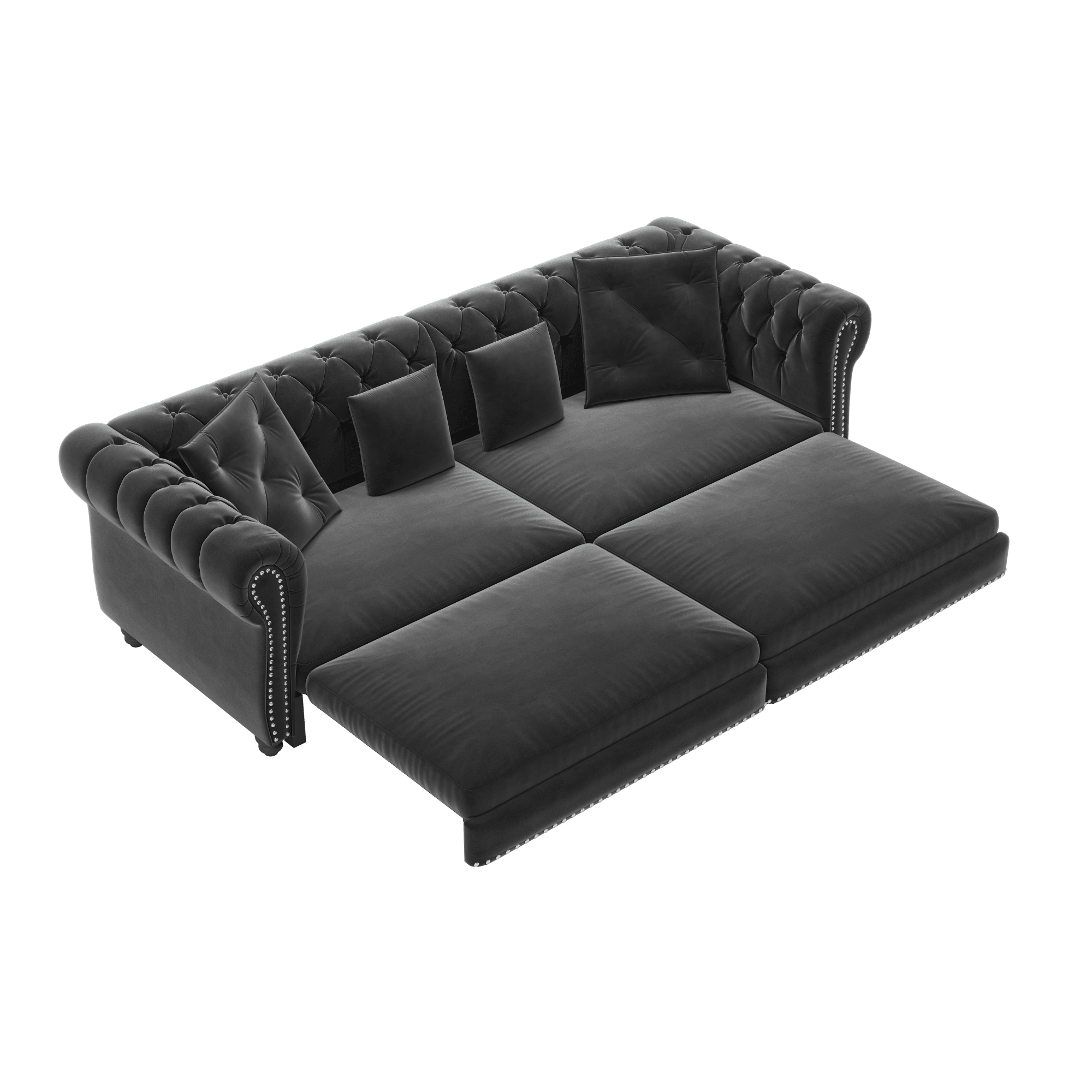 Bellemave® 89" Velvet Pull Out Sofa Bed - 3 - in - 1 Convertible Sleeper Sofa with Ottoman, Button Tufted Chesterfield Sofa - Bellemave