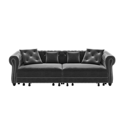 Bellemave® 89" Velvet Pull Out Sofa Bed - 3 - in - 1 Convertible Sleeper Sofa with Ottoman, Button Tufted Chesterfield Sofa - Bellemave