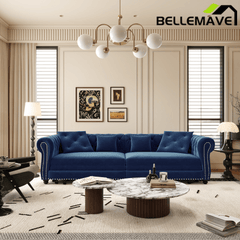 Bellemave® 89" Velvet Pull Out Sofa Bed - 3 - in - 1 Convertible Sleeper Sofa with Ottoman, Button Tufted Chesterfield Sofa - Bellemave