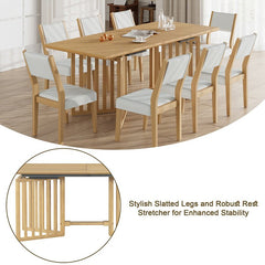 Bellemave® 9 - Piece Farmhouse 83.9" Extendable Dining Table Set with 2 12 - inch Removable Leaves and 8 Upholstered Dining Chairs - Bellemave