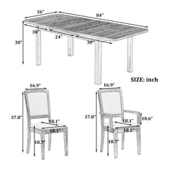 Bellemave® 9 - Pieces Rustic Extendable Dining Table Set with Removable Leaf , 6 Upholstered Armless Dining Chairs and 2 Padded Arm Chairs - Bellemave