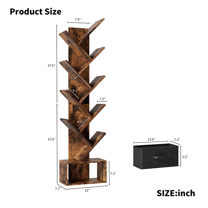 Bellemave® 9 Tier Tree Bookshelf with Drawer - Bellemave