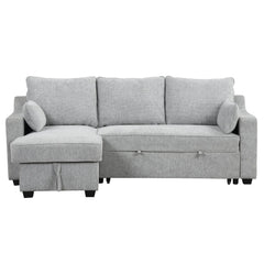 Bellemave® 90" L - Shaped Couch Convertible Sofa Bed with Storage Chaise, Storage Racks and USB Ports - Bellemave