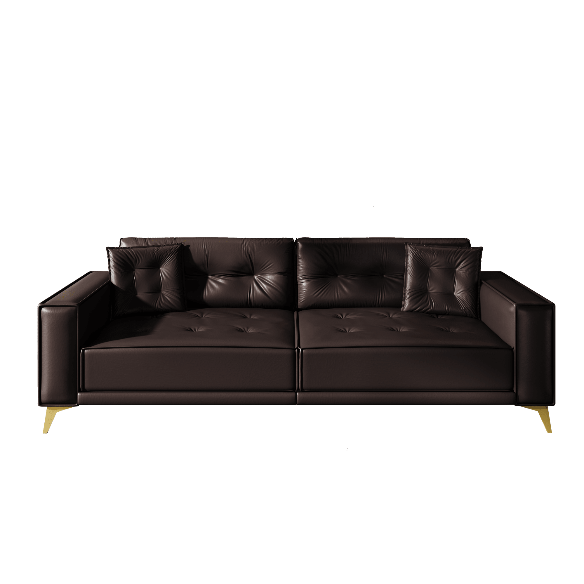 Bellemave® 92.1'' Pull Out Sofa Bed King, Faux Leather Futon Couch, 3 - in - 1 Convertible Sleeper Sofa with Tufted Back, Gold Furniture Legs, Deep Loveseat for Living Room, Apartment, Office - Bellemave