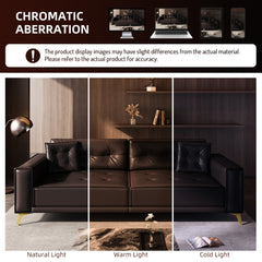 Bellemave® 92.1'' Pull Out Sofa Bed King, Faux Leather Futon Couch, 3 - in - 1 Convertible Sleeper Sofa with Tufted Back, Gold Furniture Legs, Deep Loveseat for Living Room, Apartment, Office - Bellemave