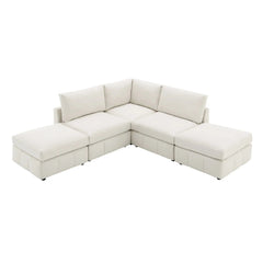 Bellemave® 93" L - Shaped Modern Sectional Sofa with Vertical Stripes with Convertible Ottomans - Bellemave
