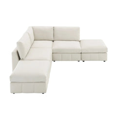 Bellemave® 93" L - Shaped Modern Sectional Sofa with Vertical Stripes with Convertible Ottomans - Bellemave