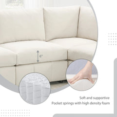 Bellemave® 93" L - Shaped Modern Sectional Sofa with Vertical Stripes with Convertible Ottomans - Bellemave
