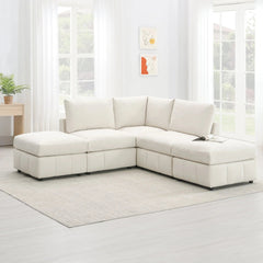Bellemave® 93" L - Shaped Modern Sectional Sofa with Vertical Stripes with Convertible Ottomans - Bellemave