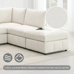 Bellemave® 93" L - Shaped Modern Sectional Sofa with Vertical Stripes with Convertible Ottomans - Bellemave