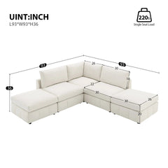 Bellemave® 93" L - Shaped Modern Sectional Sofa with Vertical Stripes with Convertible Ottomans - Bellemave