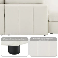 Bellemave® 93" L - Shaped Modern Sectional Sofa with Vertical Stripes with Convertible Ottomans - Bellemave
