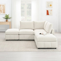 Bellemave® 93" L - Shaped Modern Sectional Sofa with Vertical Stripes with Convertible Ottomans - Bellemave