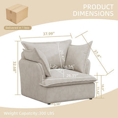 Bellemave® 94" Modern 3+1 Seater Sectional Cloud Sofa with 2 Armrest Pillows - Bellemave