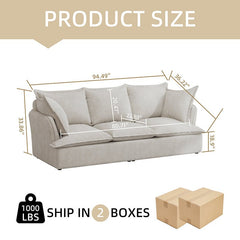 Bellemave® 94" Modern 3+1 Seater Sectional Cloud Sofa with 2 Armrest Pillows - Bellemave