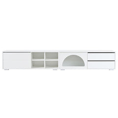 Bellemave® 94.4" Modern TV Stand with Fluted Glass Door and LED Light, Sliding Door & 2 Drawers - Bellemave