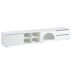 Bellemave® 94.4" Modern TV Stand with Fluted Glass Door and LED Light, Sliding Door & 2 Drawers - Bellemave