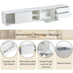 Bellemave® 94.4" Modern TV Stand with Fluted Glass Door and LED Light, Sliding Door & 2 Drawers - Bellemave