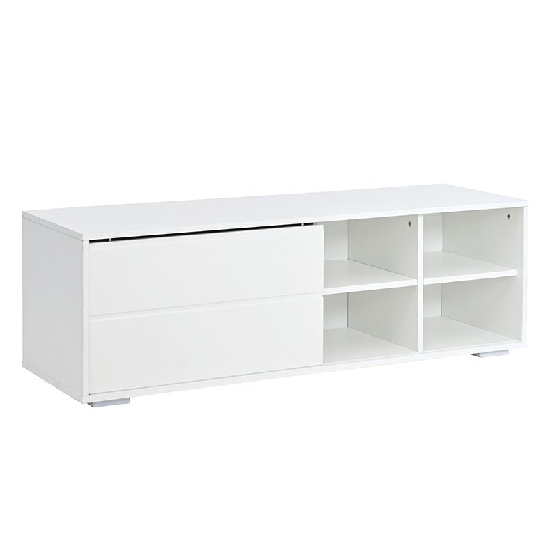Bellemave® 94.4" Modern TV Stand with Fluted Glass Door and LED Light, Sliding Door & 2 Drawers - Bellemave