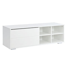 Bellemave® 94.4" Modern TV Stand with Fluted Glass Door and LED Light, Sliding Door & 2 Drawers - Bellemave