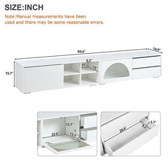 Bellemave® 94.4" Modern TV Stand with Fluted Glass Door and LED Light, Sliding Door & 2 Drawers - Bellemave