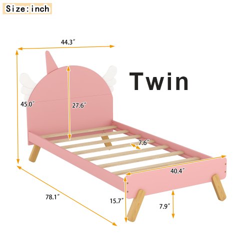 Bellemave A series——Wooden Cute Bed With Unicorn Shape Headboard - Bellemave