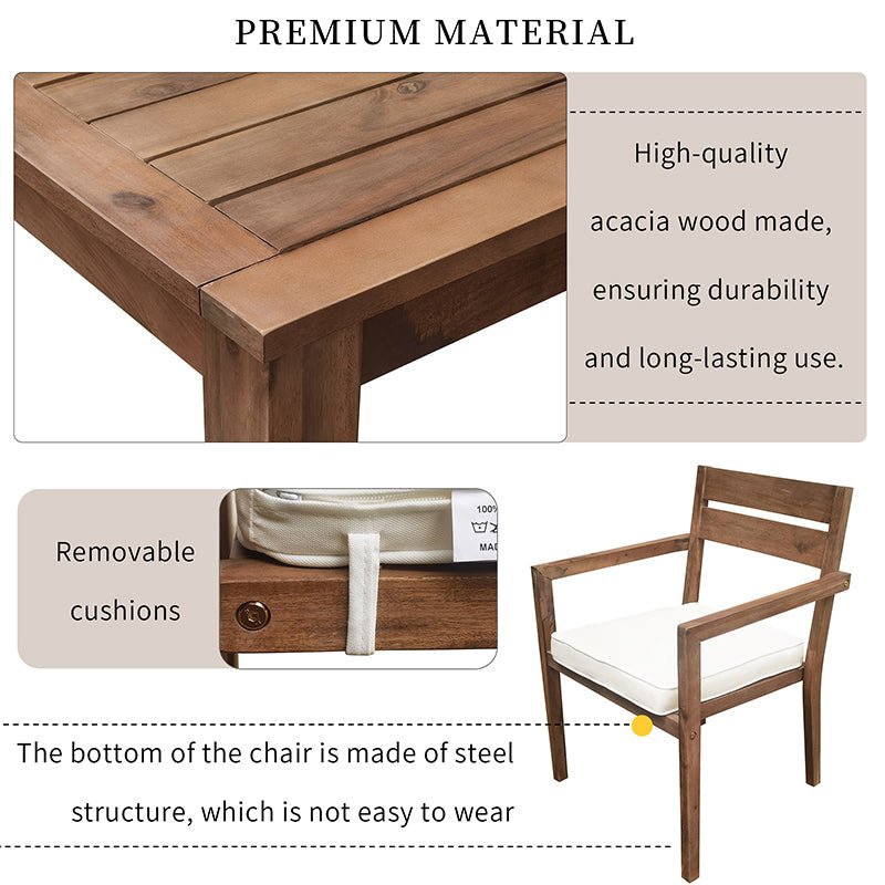 Bellemave® Acacia Wood Outdoor Dining Table And Chairs Suitable - Bellemave