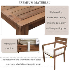 Bellemave® Acacia Wood Outdoor Dining Table And Chairs Suitable - Bellemave