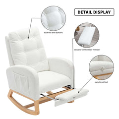 Bellemave® Accent Rocking Chair with Footrest High Back Rubber Wood Rocking Legs - Bellemave