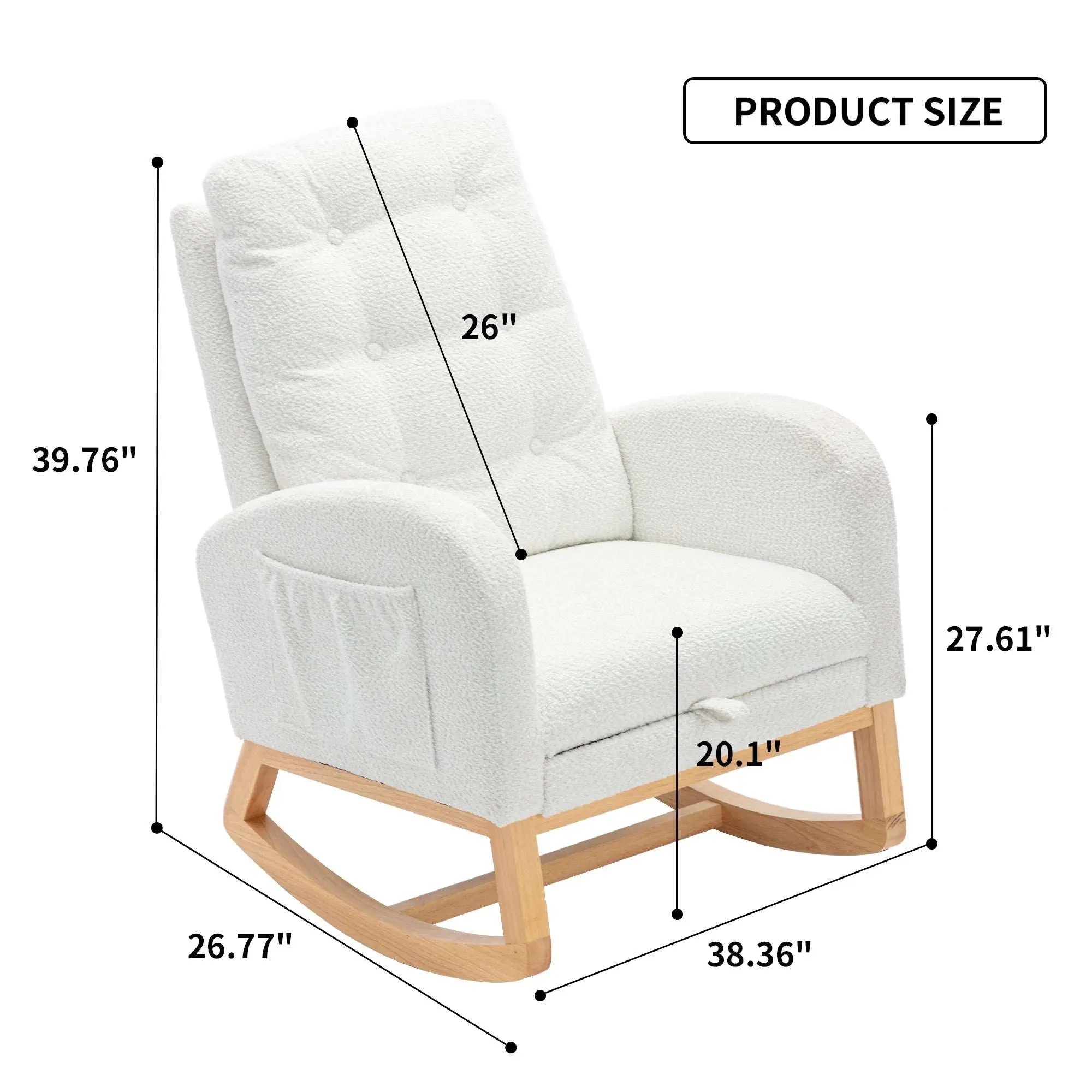Bellemave® Accent Rocking Chair with Footrest High Back Rubber Wood Rocking Legs - Bellemave