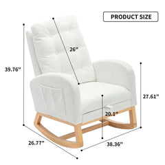 Bellemave® Accent Rocking Chair with Footrest High Back Rubber Wood Rocking Legs - Bellemave