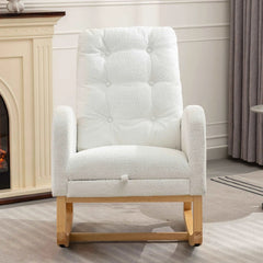 Bellemave® Accent Rocking Chair with Footrest High Back Rubber Wood Rocking Legs - Bellemave