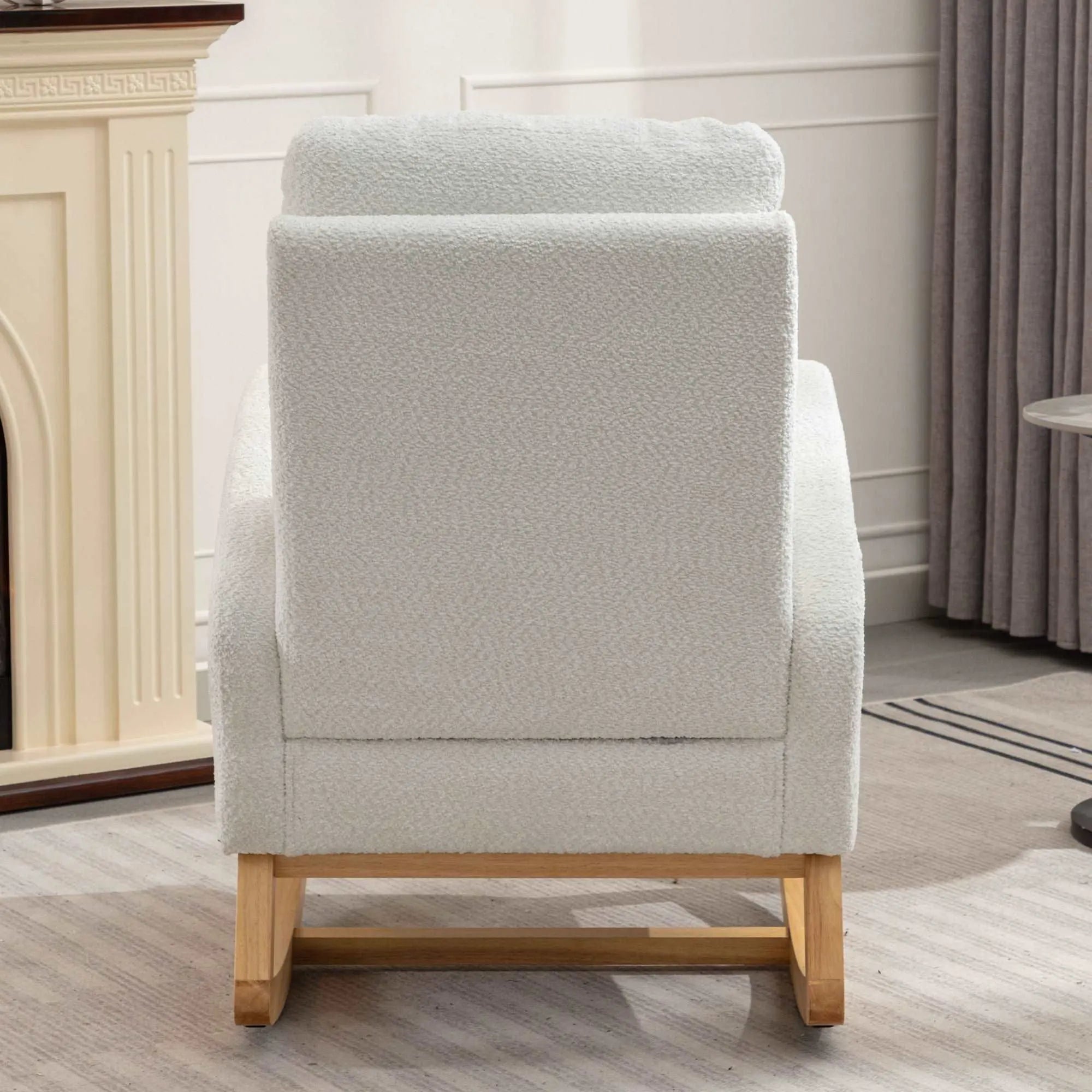 Bellemave® Accent Rocking Chair with Footrest High Back Rubber Wood Rocking Legs - Bellemave