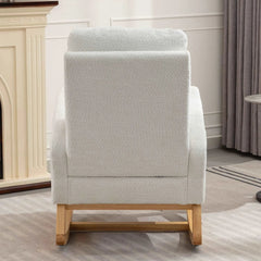 Bellemave® Accent Rocking Chair with Footrest High Back Rubber Wood Rocking Legs - Bellemave